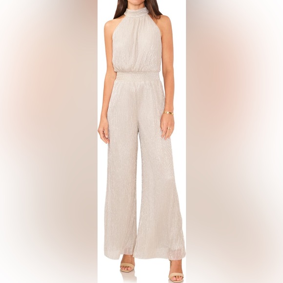 Vince Camuto Pants - VINCE CAMUTO Metallic Smocked Waist Mock Neck Jumpsuit  - Medium NWT